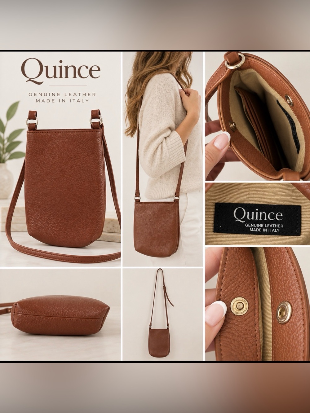 Quince Genuine Leather Brown Crossbody Bag
